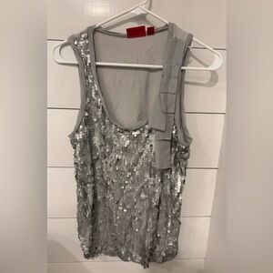 Silver Sequin Sleeveless Top